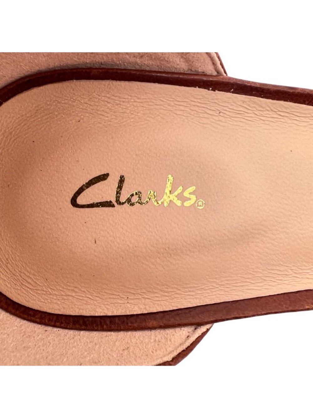 Clarks Brown Leather Ankle Strap Sandals Womens Size 9 Block Heel Open Toe Tan - Picture 11 of 13